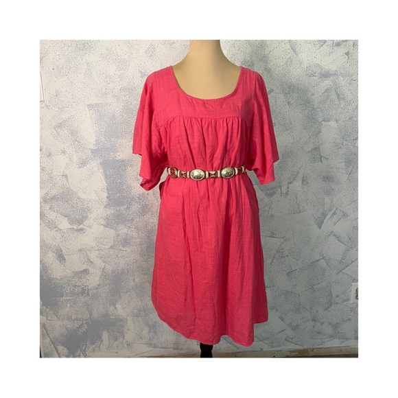 Old Navy Bright Pink Short Sleeve Midi Dress size M - Picture 1 of 6